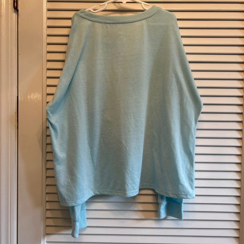 Justice Girls Sleep Top Size 14 Blue Butterfly Graphic Long Sleeve‎ Shirt